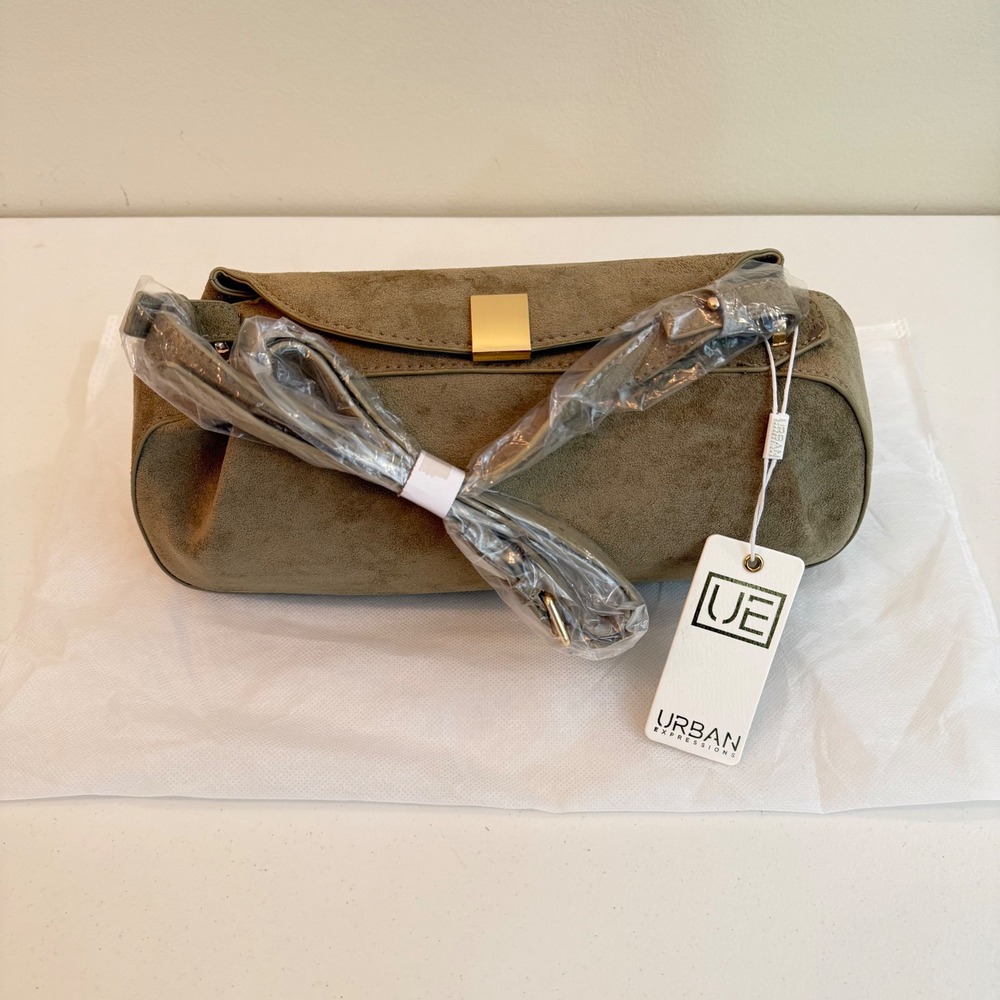 NEW Urban Expressions Lizzie Sage Green Faux Suede Shoulder Crossbody Bag Magnet